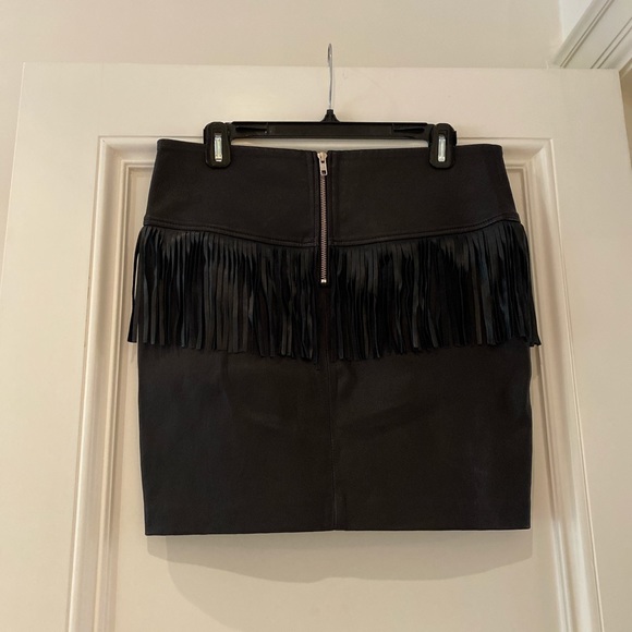 IRO Black Fringe Leather Skirt - Picture 1 of 2